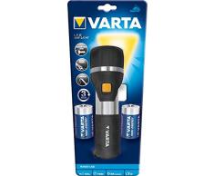Varta 17611 Torcia LED a mano Day Light Flash Light F30, 2 pile Torcia D Longlife Power Incl, Multi LED alte prestazioni, 58 Lumen, Componenti antiurto, per uso esterno, campeggio, pesca, Torcia di alta qualità, Nero