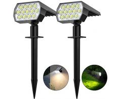 52 luci solari da giardino, 2 in 1, luce solare IP65, luce di sicurezza solare da crepuscolo allalba, per esterni, per giardino, patio, vialetti da parete (2 pezzi, bianco freddo)
