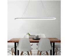 Lampada A Sospensione LED Moderno Design Alluminio Tavolo Sala da Pranzo Soggiorno camera da letto illuminazione Ovale Bianco lampadario Regolabile altezza 36W 3000K (Luce calda), 120 * 26 * 100 CM