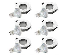SEBSON 6x Faretti da incasso per Bagno IP44 incl. GU10 3.5W Lampadina LED - Foro di montaggio ø65mm Dimensioni ø84x27mm, alluminio cromo