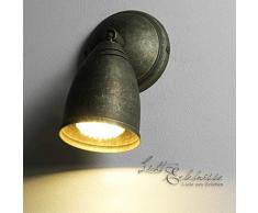 Licht-Erlebnisse Applique orientabile da soffitto Stoccolma in ottone stile antico bronzo anticato retrò E27 ideale per pareti interne: salotto, camera da letto