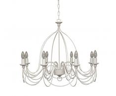 VALASTRO LIGHTING Made in Italy VALFB34130 SP8 B Lampadario 8 luci Lampada a sospensione soggiorno salotto in Ferro Battuto bianco - Illuminazione interni Prodotto in Italia