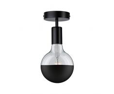 Paulmann 79760 Plafoniera Neordic Malja tonda max. 20 Watt lampada da soffitto nero lampada per soggiorno metallo lampada per corridoio E27