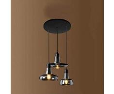 Raelf 3 teste di ferro vetro retrò lampadario industriale plafoniera a soffitto E27 × 3 120 cm in vetro stile europeo a sospensione soffitto a soffitto E27 * 3 regolabile per home office camera da let