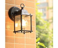 Mengjay Lampada da parete rustica in alluminio 230V nero e lampada da parete in vetro per giardino terrazza percorso giardino percorso terrazza lampade da esterno