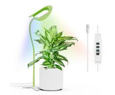 Diivoo Lampada per piante da interno, lampada per piante a spettro completo, lampada con 10 livelli di luminosità regolabile e 4 timer automatici, luce di crescita a LED con collo doca a 360 gradi