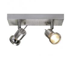 SLV Asto II 147442 - Lampada spot da parete o da soffitto, in alluminio spazzolato, altezza 10 cm, GU10 230 Volt max. 75W