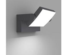 Klighten 24W Applique da Parete LED Esterno Interno IP65, Luci da Parete Regolabile Lampade da Parete Moderno in Alluminio per Ingresso Terrazza Giardini, 1500 Lumen, Antracite, Bianco Freddo 6000K