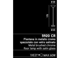 LAMPADA DA TERRA PERENZ-5920CR MATERIALE METALLO SPAZZOLATO E DIFFUSORE IN VETRO, MONTA LAMPADINA 1xE27 60W DIAMETRO 23CM, ALTEZZA 178 CM