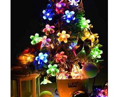 Catena di Luce a energia solare esterno, trylight 7 m 50 LED fiori luce catena luminosa esterno per giardino, Natale, Festa balcone decorativo Multicolore