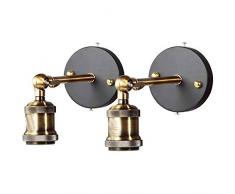Lampade da parete, E27 Vintage Applique da parete Interno Regolabile Testa in rame Retro Wall Light per casa, Bar, ristoranti,Club (lampadina non inclusa) (2-pack)