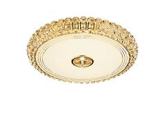 36W LED Plafoniera Doro Elegante Cristallo Bicchiere Paralume Creativo Ferro Metallo Tondo Lampada Da Soffitto Moderno Soggiorno Cenare Camera Da Letto Illuminazione a Soffitto Luce Calda 3000K Ø50cm