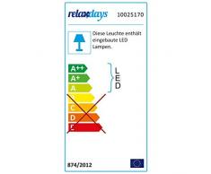 Relaxdays Plafoniera LED, Lampada da Soffitto, 18W, Rotonda, Luce Calda, per Corridoio, Metallo e Legno, HxD 5 x 30 cm, Bianco