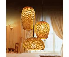 SOSONO Tessuti a Mano a Sospensione in Lampada di bambù, Rattan Intrecciato Lampadario bambù Paralume, Luce del Pendente Retro Style Lanterna, Fatto a Mano di bambù Rattan E27,C