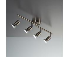 Faretti LED da soffitto orientabili I plafoniera moderna da soffitto per l'illuminazione da interno I luce calda I corpo metallo, color nickel opaco I include 4 lampadine da 3W GU10 230V IP20