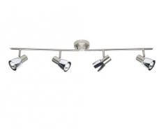 Brilliant 39532/77 Lava - Lampada da soffitto a 4 faretti orientabili da 7 W, superficie cromata, colore: Grigio ferro