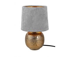 Trio Lampada da tavolo Sophia base ceramica oro e paralume effetto velluto blu per comodino camera da letto adattabile anche in soggiorno come abat jour da lettura