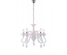 Fan Europe Lampadario a Sospensione E14, 40 W, Bianco, 180x53, alogena, vetro