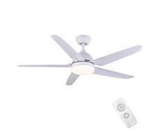 CJOY Ventilatore da Soffitto con Illuminazione e Telecomando Silenzioso, LED Lampada con Ventilatore Bianco 132 cm 5 pale, Ventilatore Plafoniera Luce Camera da Letto Soggiorno