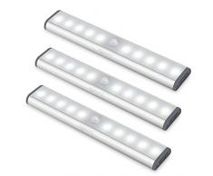 Led Armadio Sensore Movimento Luce, Wireless Luci Notturne Barra Lampada Guardaroba, Usb Batteria Ricaricabile Luce Emergenza, Striscia Magnetica Adesiva Luce per Armadio Scale Corridoio Cucina 3PCS