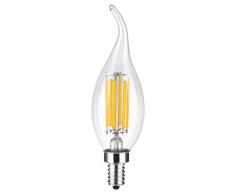 Lampadine, Lampadine per casa, Lampadina a filamento LED, lampada a candela a LED, 580LM 55 Watt alogeno E12 medio base standard Lampadario a LED Lampadine a bulbo a forma di siluro Lampadina a incand