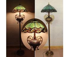 Ø40CM Tiffany Vintage Soggiorno Lampada da Terra Con Interruttore Paralume in Vetro Colorato Fatto a Mano Salotto Retro Lampada a Stelo Sala da Pranzo Camera da Letto Luce Notturna Luce Di Lettura