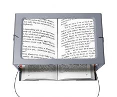 OBOVO Lente Dingrandimento a Mani Libere con 12 Luci LED, Ingrandimento 3X, Lente di Ingrandimento Rettangolare Grande Dotato di Cordino e Supporto, per Libro, Cucito, Anziani