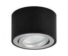 LED Faretto da soffitto Lampada Montata A Superficie orientabile 230V,Include modulo LED intercambiabile da 5W 3000K bianco caldo Faretti Led Ø80x50mm (Nero spazzolato)