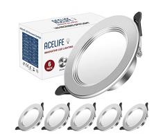 ACELIFE Faretti Led da Incasso Per Cartongesso, Spot led da Incasso 7 W Equivalenti a 70W, Luce Bianco Freddo 6000K Luci Ultrasottili da Soffitto per Cartongesso da Interno, Ø 75 mm - Ø 95 mm, 6 packs