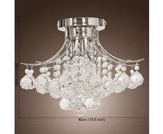 Plafoniera cristallo,Create For Life® 3 luce lampadario di cristallo moderno, Mini Style montaggio a filo della luce di soffitto cristallo, per lo studio,ufficio, sala da pranzo, camera da letto, Soggiorno, finitura cromata