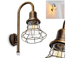 Applique da Parete da Esterno Con Sensore di Movimento- Lampada da Muro Design Classico in Metallo Color Marrone Oro- Illuminazione Vintage per Giardino Terrazzo e Veranda