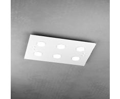 PLAFONIERA MODERNA LED 6xGX53 L 60 CM VETRO BIANCO RETTANGOLARE