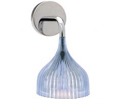 Kartell E - Lampada a sospensione, in Acciaio cromato e Policarbonato trasparente o colorato in massa, Azzurro Acciaio, 13.5âµx14.5 cm