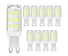 Lampadina LED G9 6000K Bianco freddo 3W, lampadina a presa bi pin G9 (equivalente alogena 40 W), lampadine G9 per illuminazione a sospensione, senza sfarfallio, non dimmerabile, Confezione da 10