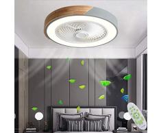 LANMOU Ventilatore da Soffitto con Lampada, 72W Lampadario Dimmerabile Ventilatore Silenzioso con Telecomando/APP, Timer, 3 Velocità del Vento e 3 Temperatura di Colore, Ø52cm, Round,Grigio