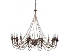 VALASTRO LIGHTING Lampadario 12 luci vintage a sospensione in Ferro Battuto Made in Italy Nero/Rame/oro da interni Cascina Prodotto
