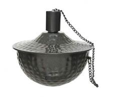 Fiaccola Giardino Torcia Tavolo Olio Bruciatore Geflecht Grau, Hammerschlag-Optik, Diametro x Altezza: 14 x 10cm, Ferro