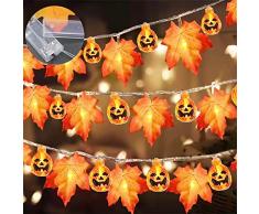 CLDURHGEZucca Decorativa Halloween Fata Luminosa 20 LED 3m Foglie di Acero Allaperto Zucca Stringa Impermeabile Luci Decorazione di Halloween Fata Luci per Halloween Festa del Ringraziamento Casa