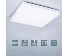 OOWOLF Plafoniera LED Soffitto Quadrata, 25W Lampada da Soffitto LED Moderno 5500K Plafoniera Bagno Impermeabile Plafoniere da Ufficio Luce Soffitto per Camera da Letto Cucina Soggiorno Balcone