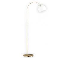 Honsel 49181 Bow - Lampada da terra in ottone lucidato e vetro, eco alogena a 1 punto luce E27 42 W, colore: Bianco opaco