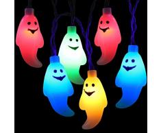 BrizLabs Luci Stringa Halloween, 30 LED Fantasma Catena Luminosa 3m, Luci Della Stringa a Batteria Alimentate 3D Decorazione di Halloween per Natale Matrimonio Festa Giardino Cosplay, Multicolore