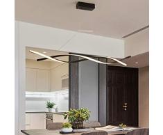 NQCT Lampada a Sospensione LED Dimmerabile, con Telecomando Luce Pendente Moderno Creativo Spirale Design Lampadario per Isola della Cucina Bar Sala da Pranzo Salotto Loft,Nero,L 120CM