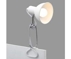 Briloner Leuchten - luce a pinza, lampada a pinza, 1x E14, max. 8 watt, con cavo con interruttore incluso, testina spot orientabile e rotante, in metallo, cromato/bianco, 305x110x130mm