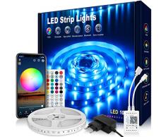 VKH Striscia LED 10 Metri, LED Striscia RGB Colorate con Telecomando, App Controllata, Sincronizza Cambia Colore con la Musica, Luci LED per Camera da Letto, Cucina, Decorazione per Feste, Bar (10m)