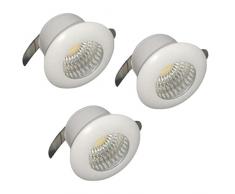 Shop SoftAir® 3 Pezzi Mini Faretti Spot LED Bianco da Incasso 3W Luce Calda Naturale Fredda Foro 27mm Interni Cartongesso con Trasformatore (Luce Calda 3000K)
