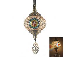 Turchia MosaiLampadario, paralume in vetro Illuminazione a sospensione Lanterna marocchina Fatta a mano Lampada a sospensione E27 per interni Cafe Restaurant Corridoio-B