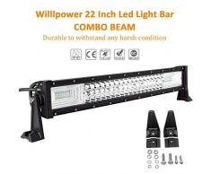 Willpower Barra LED Fuoristrada 55cm 270W Barra Luce a Led 7D Combinazione di Fascio Spot e Inondazione Barra LED 12V 24V Impermeabile Fari LED Luce da Lavoro Trattore Auto Camion 4x4 ATV Barca