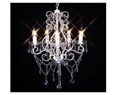 vidaXL LAMPADARIO LAMPADA DA SOFFITTO 5 BRACCI LAMPADA A SOSPENSIONE CRISTALLI IN VETRO