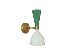 THE ANTIQUE HOUSE Applique da parete in ottone italiano, 2 lampadine, anni 50, metà secolo, 1 pezzo