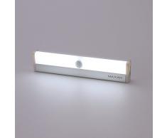 MAXAH® Luce LED Luce wireless a 10 LED portatile abbiamo,lampada a LED, ricaricabile tramite cavo USB fornisce,il sensore di movimento per Armadio, per corridoio, per scale etc. Con Striscia Magnetica (ricarica via USB ) ---Aargento